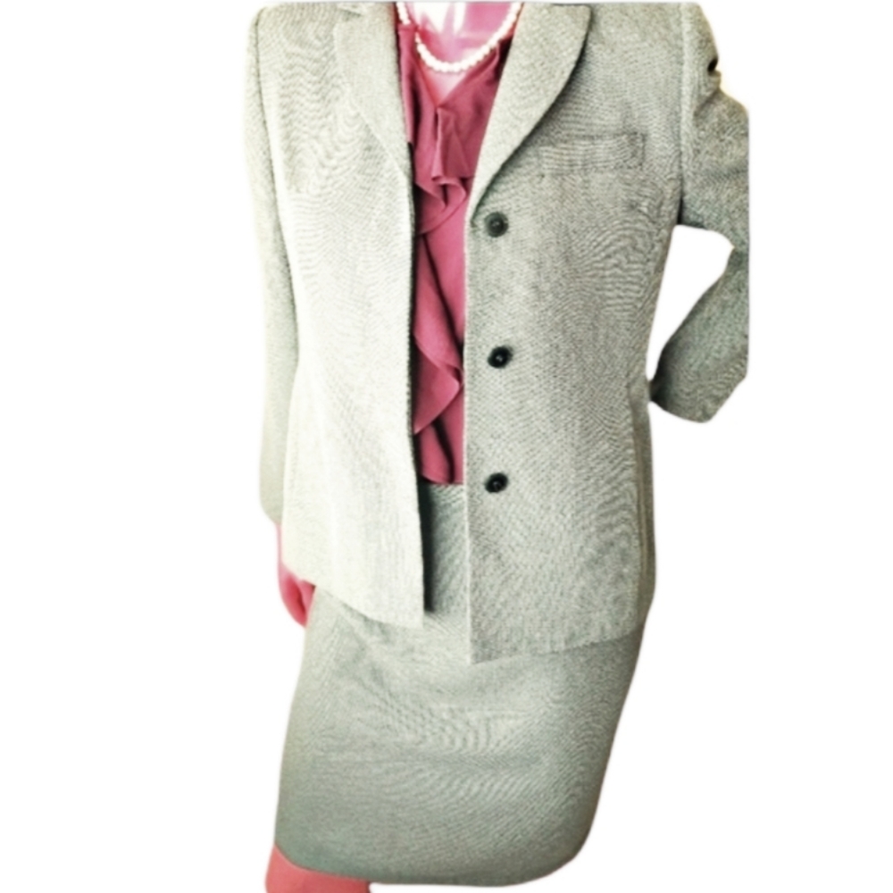 Petite Sophisticate Vintage Gray 2 Pc Skirt Suit Measurements Available